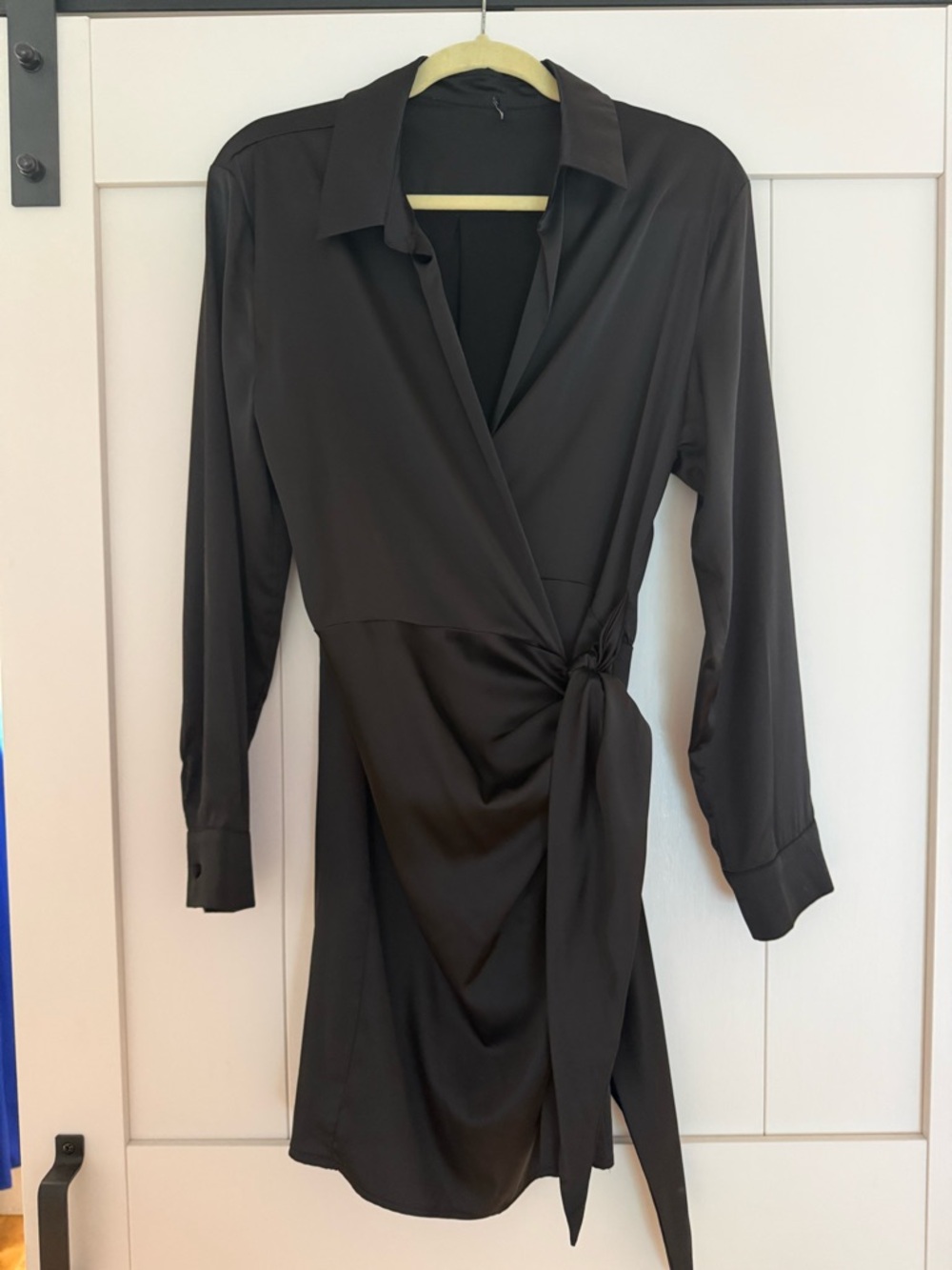 Classic Black Wrap Shirt Dress - Women